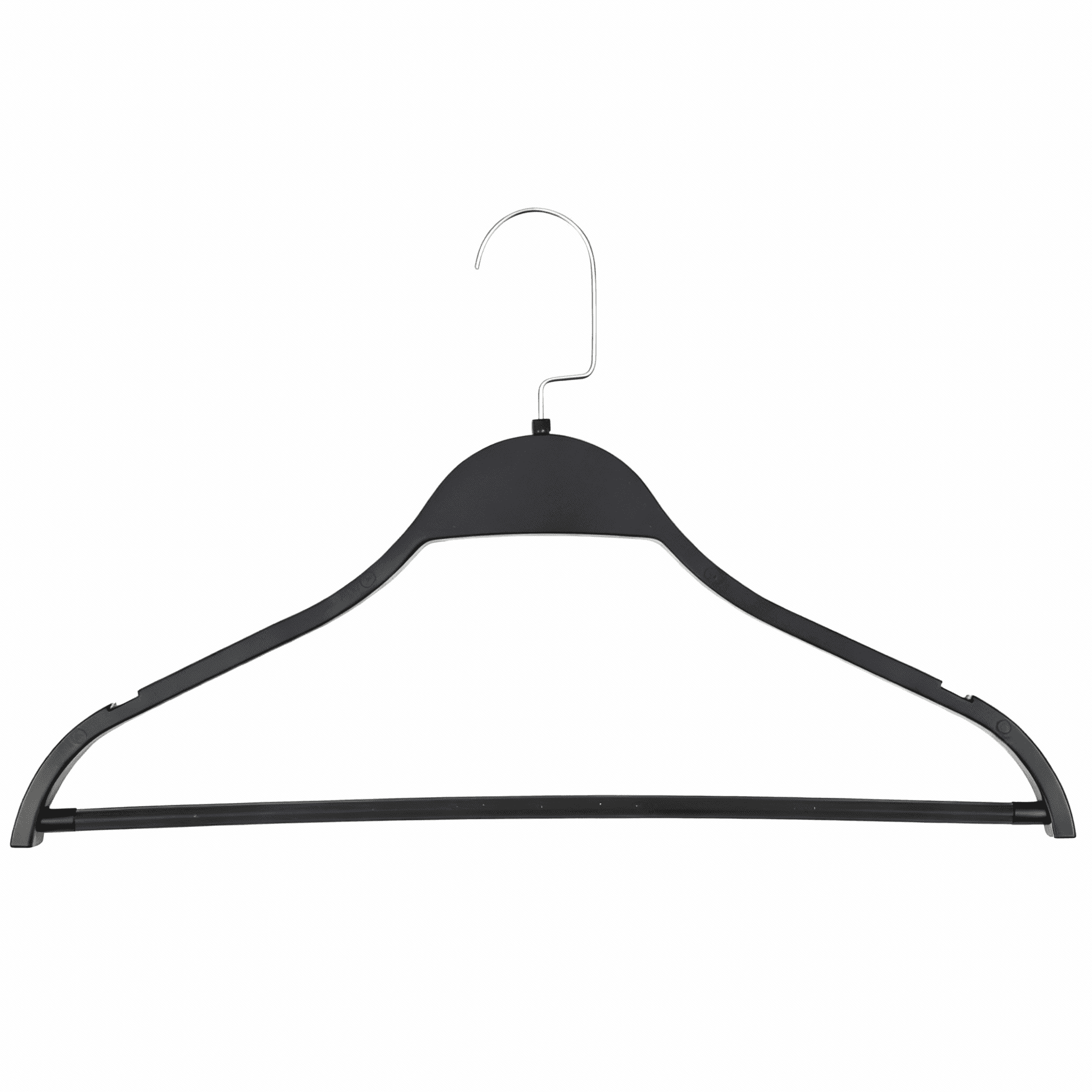 Пластиковая вешалка чёрного цвета с перекладиной. 4030B