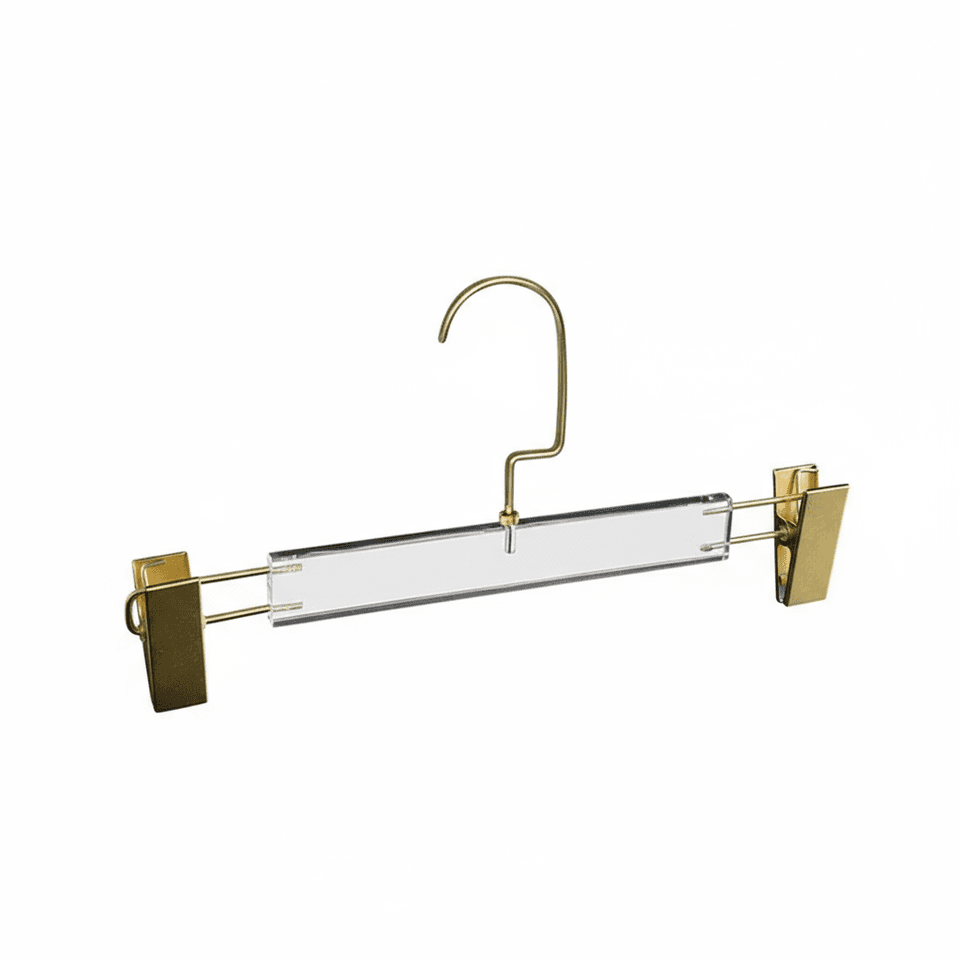 Роскошная прищепка для брюк из прозрачного акрила, с золотыми зажимами T110G